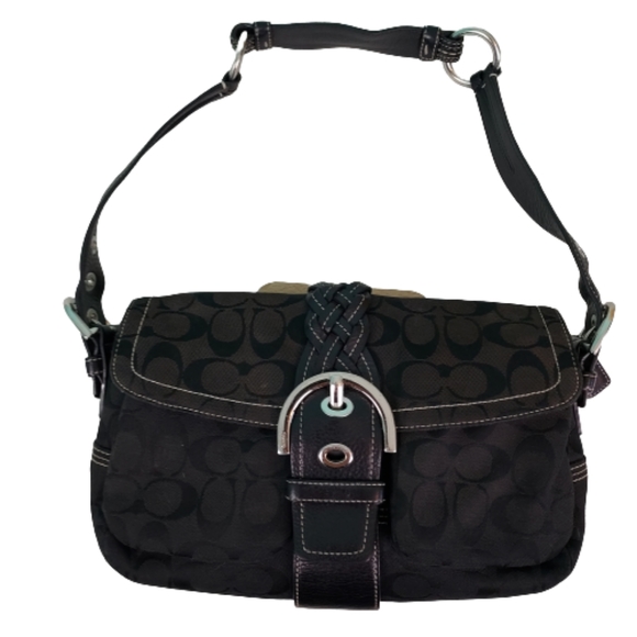 Coach Handbags - Coach CLEARANCE Authentic K05Q-6314, Signature Soho Handbag, 8x12x3, Black